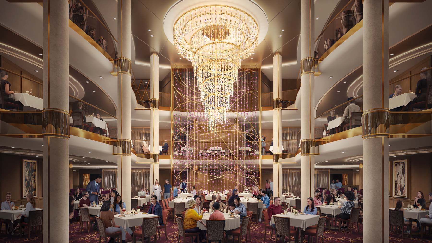 Icon of the Seas' multi-level Dining Room