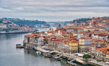 portugal porto douro river aerial view