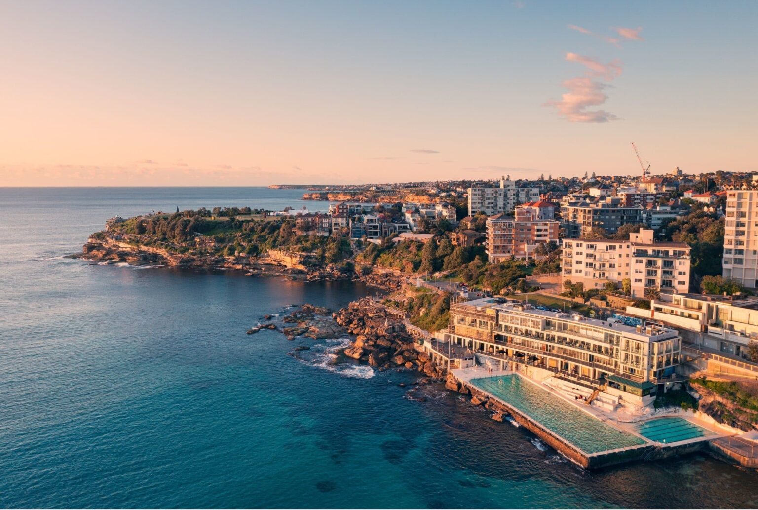 Aerial view of Bondi Icebergs and surrounds, Bondi helping the NSW visitor economy