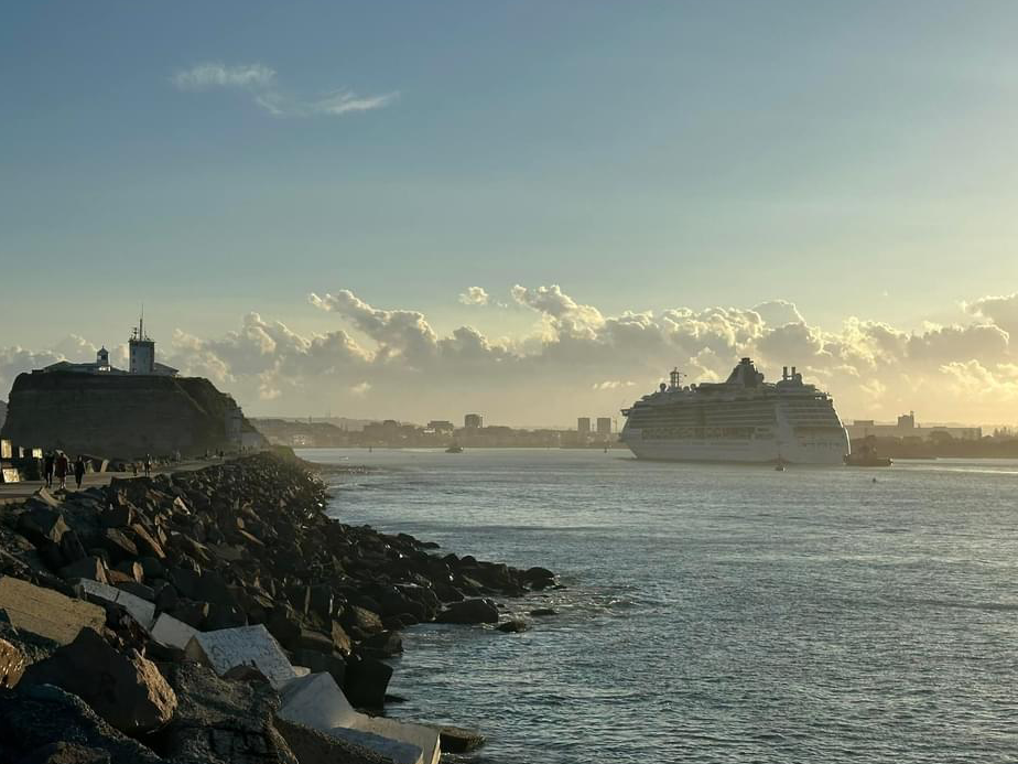 Brilliance heads into Newcastle for repairs. Photo: Royal Caribbean Australian Cruisers, Dylan Steel 
