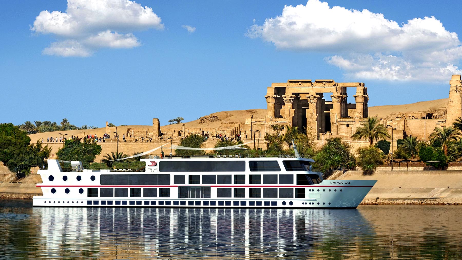 Viking ship cruises The Nile river.