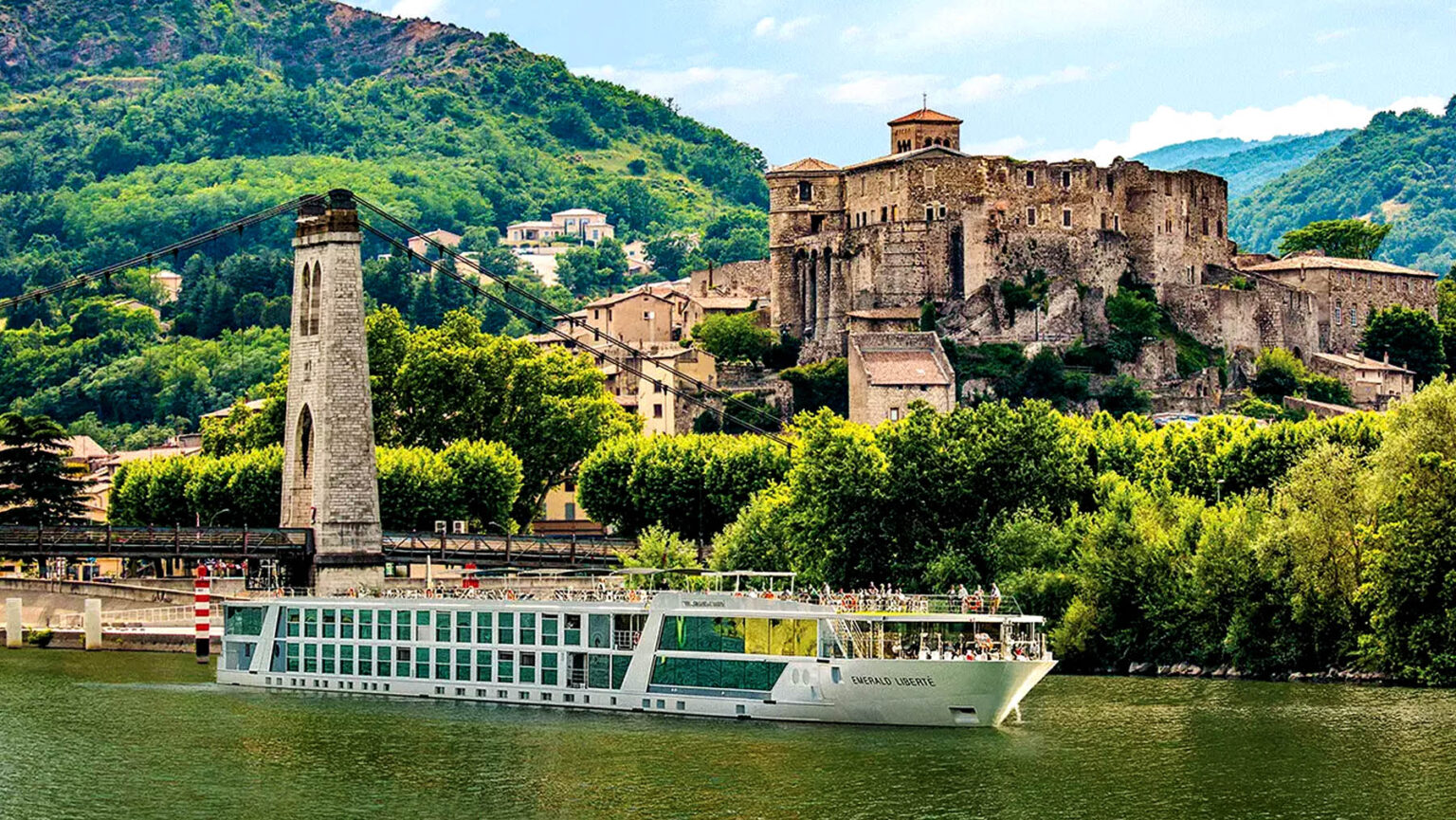 A ship cruising the majestic Rhone River