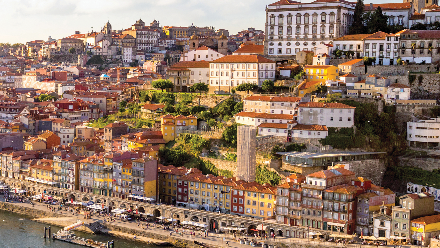 A view of Portugal's historic city of Porto with the river scape