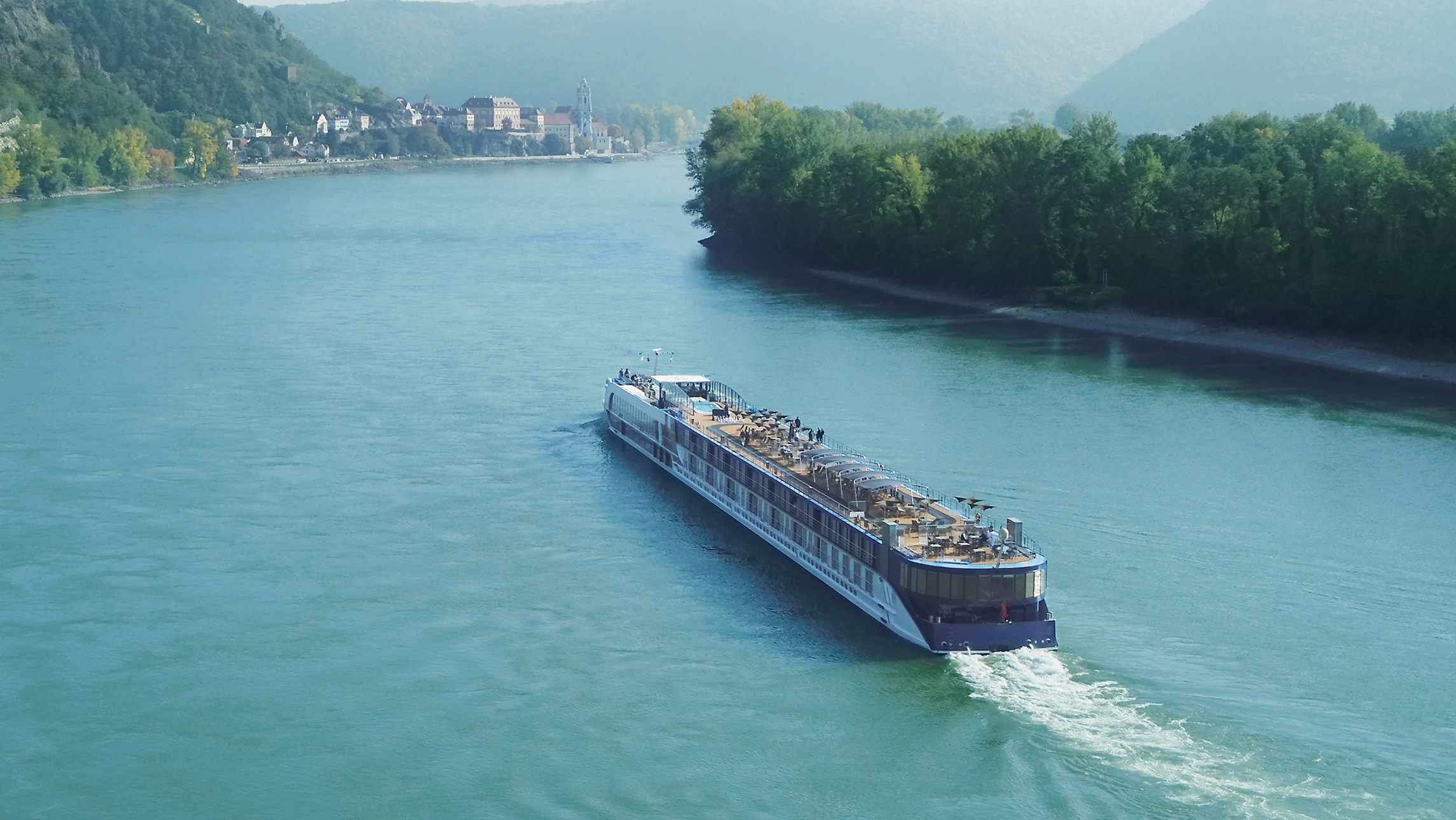 An APT river ship sailing down the Danube