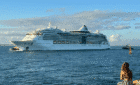 Brilliance heads into Newcastle for repairs. Photo: Royal Caribbean Australian Cruisers, Dylan Steel