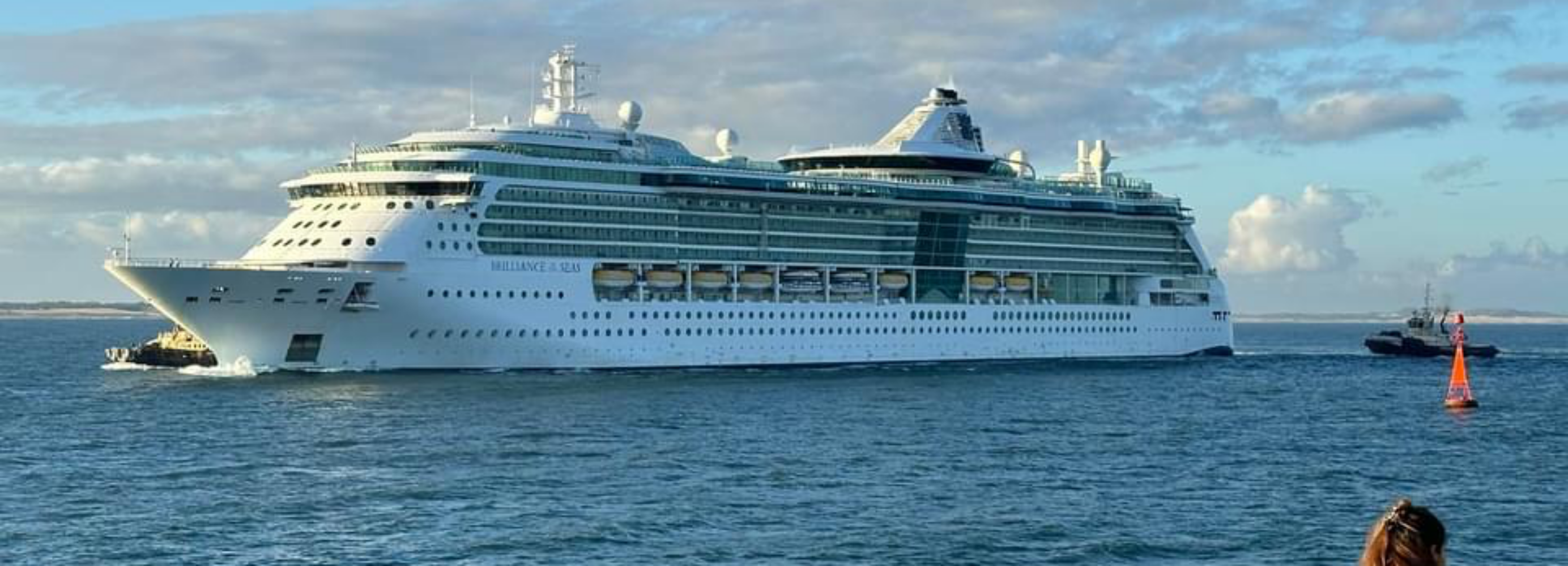 Brilliance heads into Newcastle for repairs. Photo: Royal Caribbean Australian Cruisers, Dylan Steel