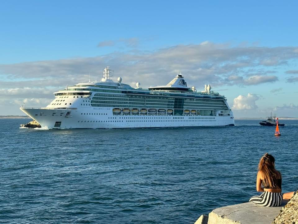 Brilliance heads into Newcastle for repairs. Photo: Royal Caribbean Australian Cruisers, Dylan Steel