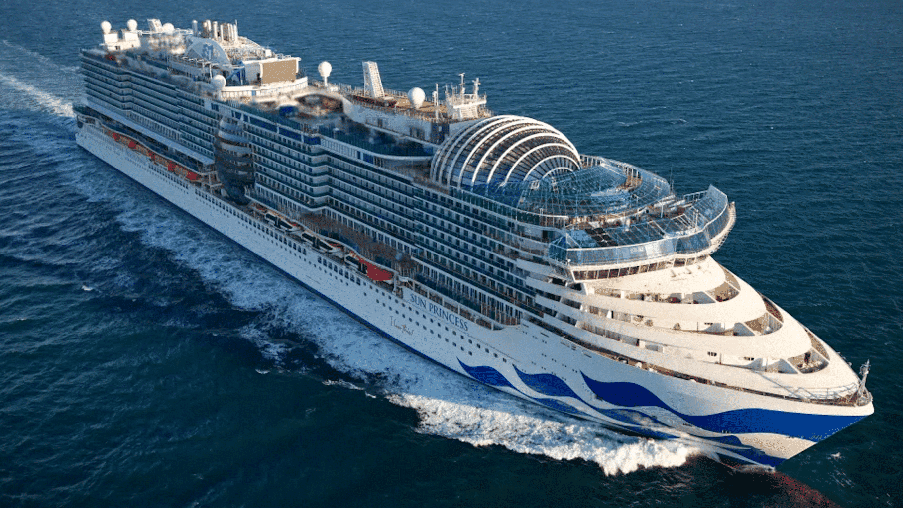 Sun Princess on her sea trials starting to sail
