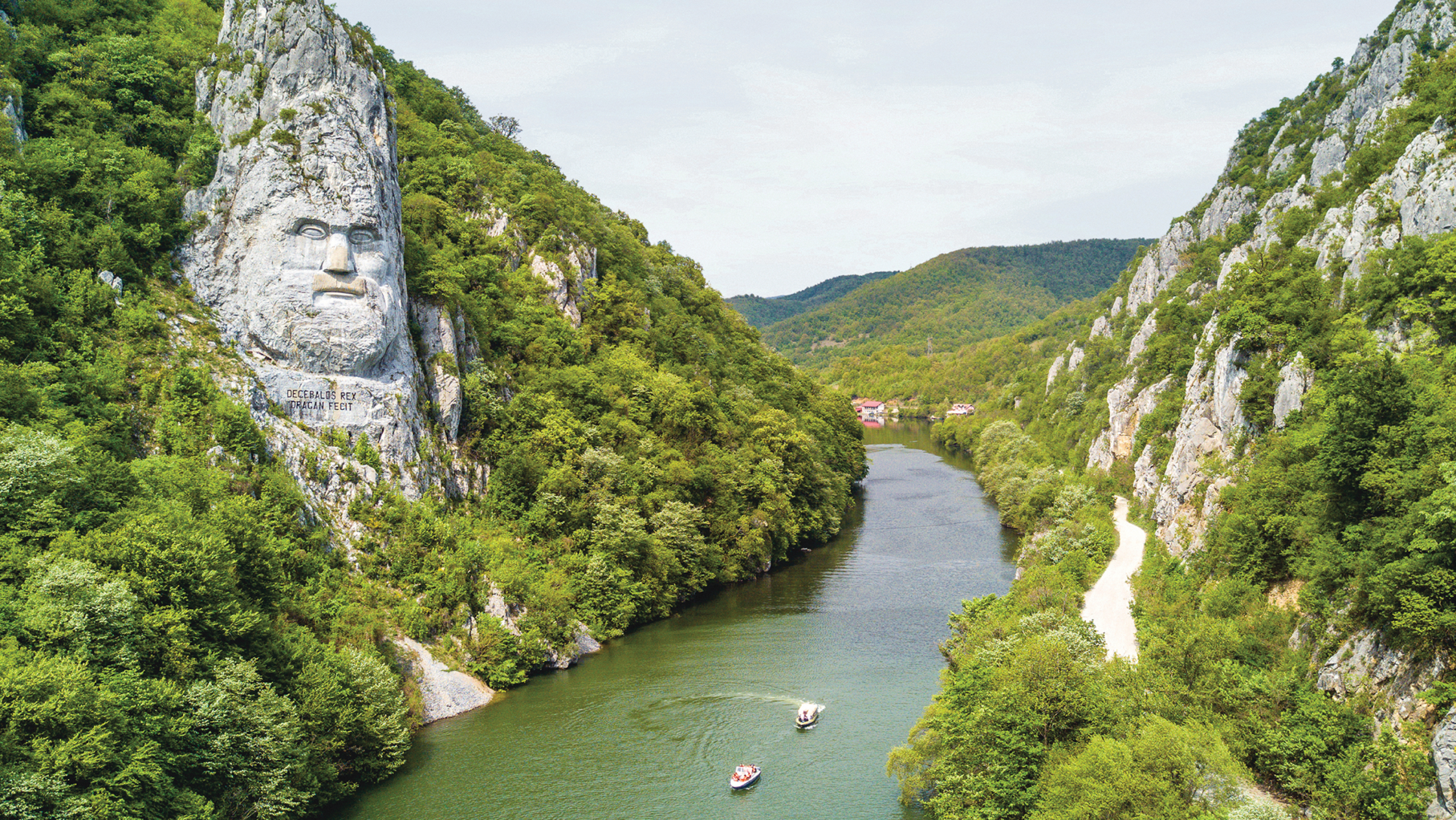 The Iron Gates on the Danube River in Romania in the gorge