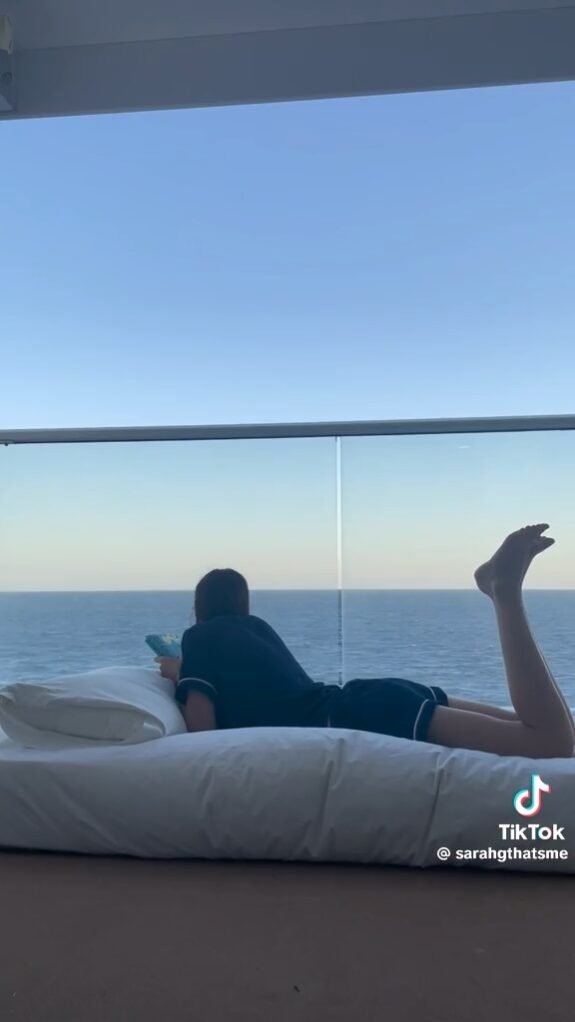 Laying on a cruise ship mattress