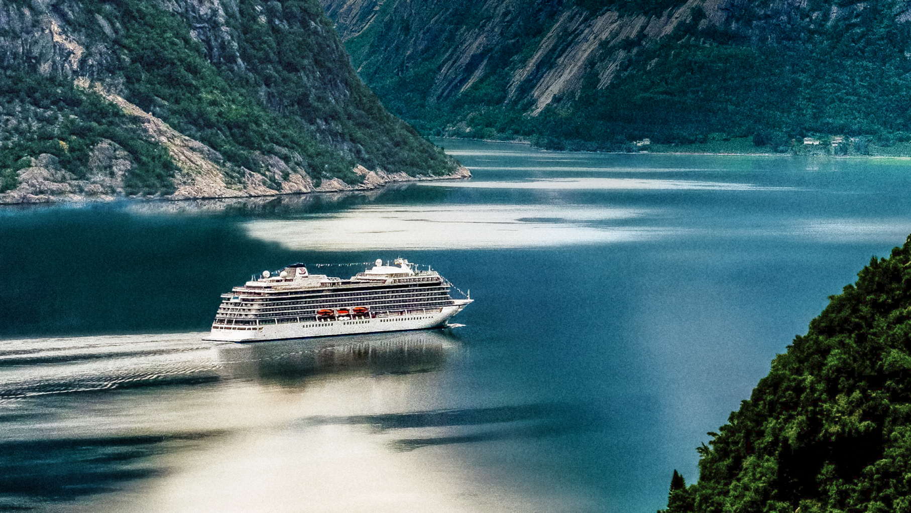 A view of the Viking ship in the Norwegian Fjords