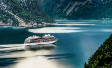 A view of the Viking ship in the Norwegian Fjords
