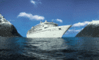 A render of Villa Vie Odyssey in a fjiord 15-year cruise