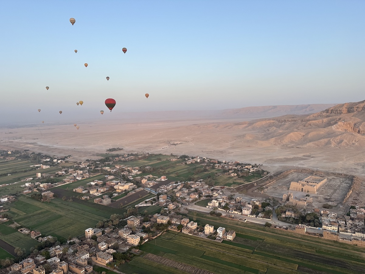 Dawn in a balloon in Luxor Egypt