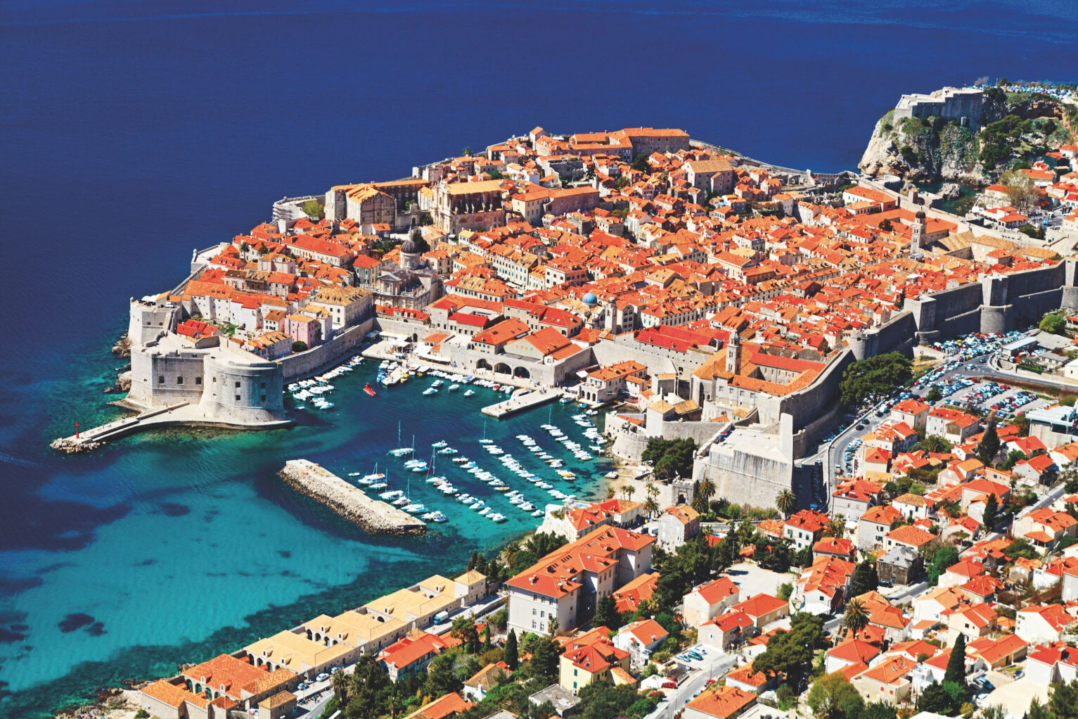 Aerial view of the Old Town Dubrovnik, Croatia