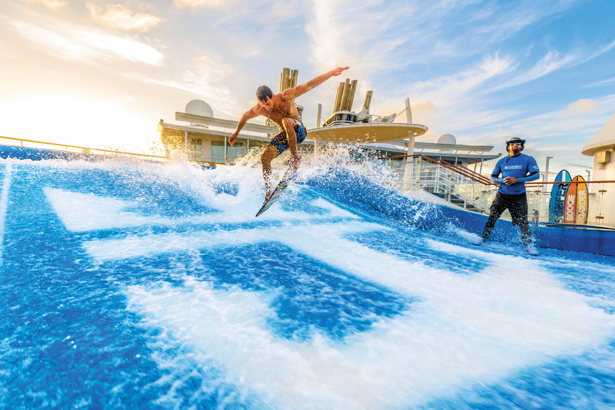 Image of man surfing in the air on a FlowRider