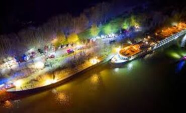 Image or river cruise hitting a wall at night