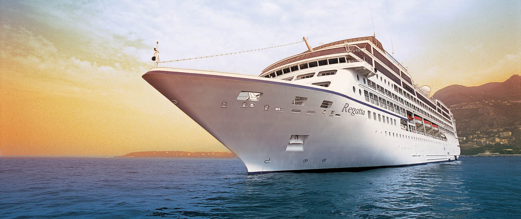 The Oceania Cruises Regatta ship on the water