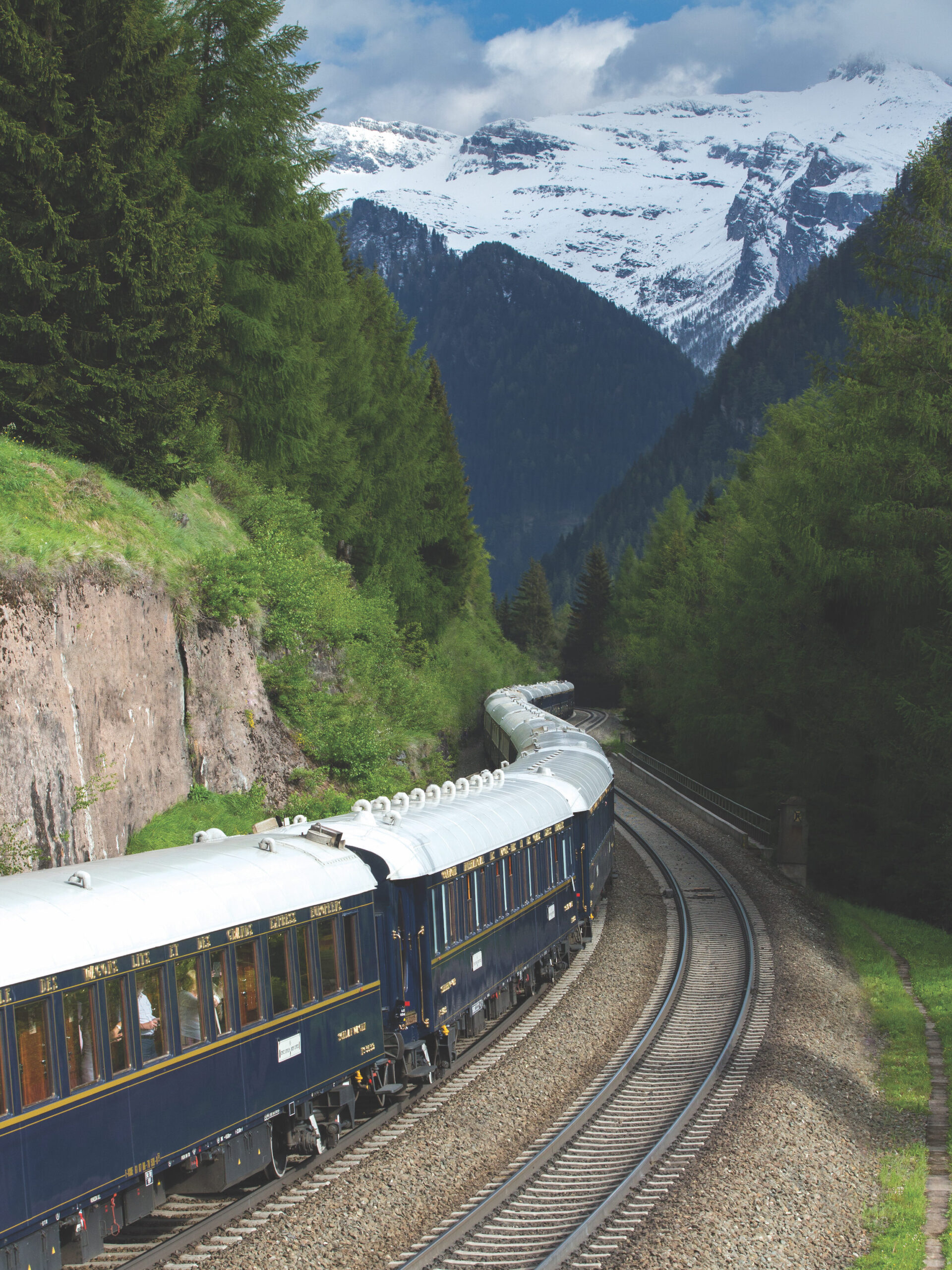 The Venice Simplon Orient Express passing through the Brenner Pass, Austria.