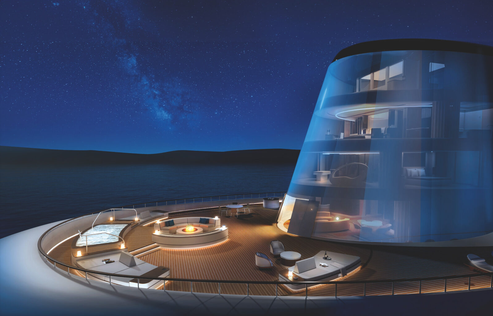 An impression od the  proposed penthouse on Four Seasons new cruise ship.