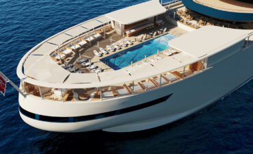 The rear deck of Four seasons' proposed yacht elevating the concept of luxury cruising