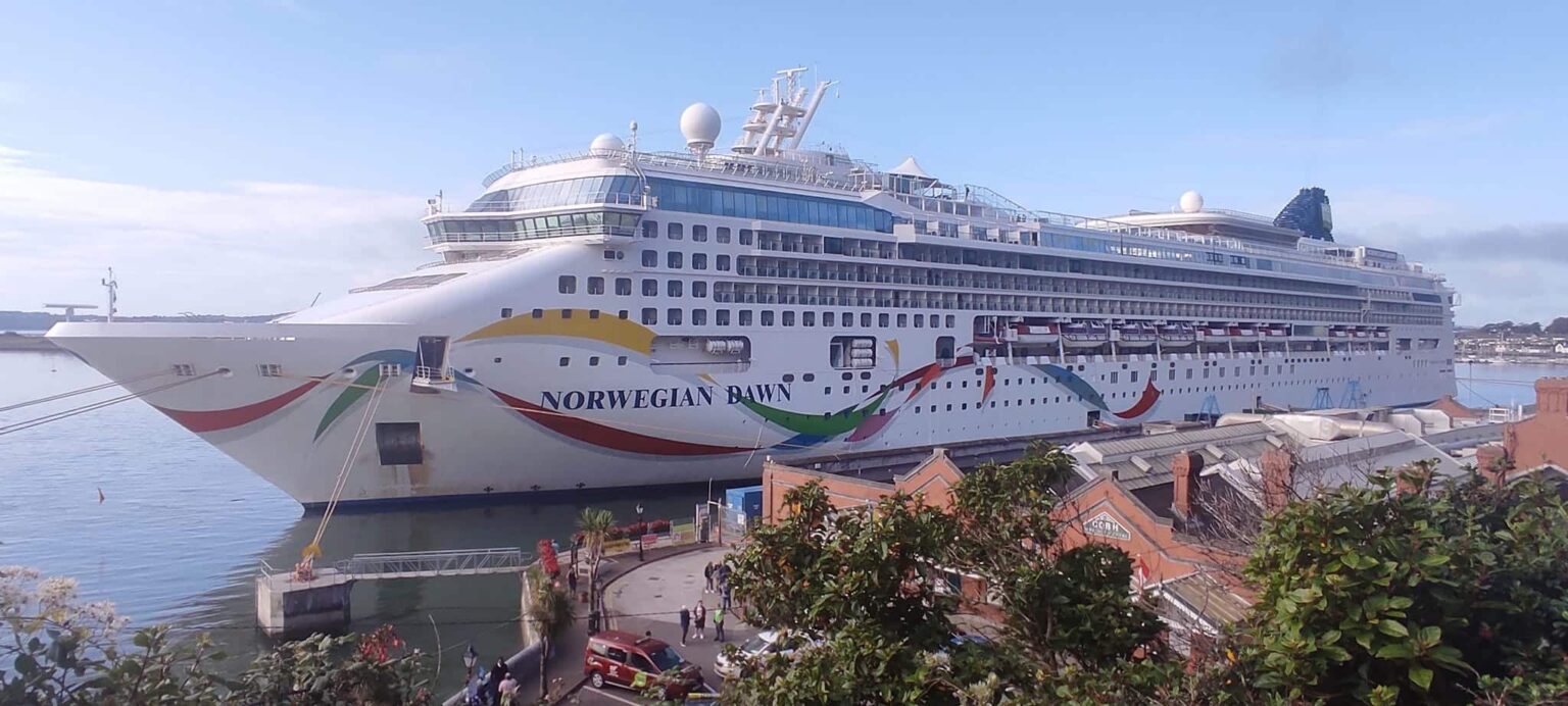 Norwegian Dawn at port.