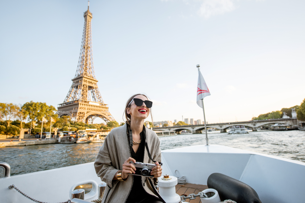Young woman river cruiser in Paris