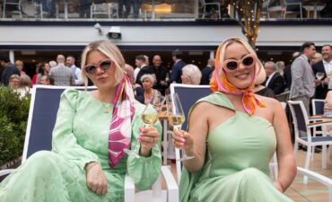 Two influencers with champagne new Queen Anne