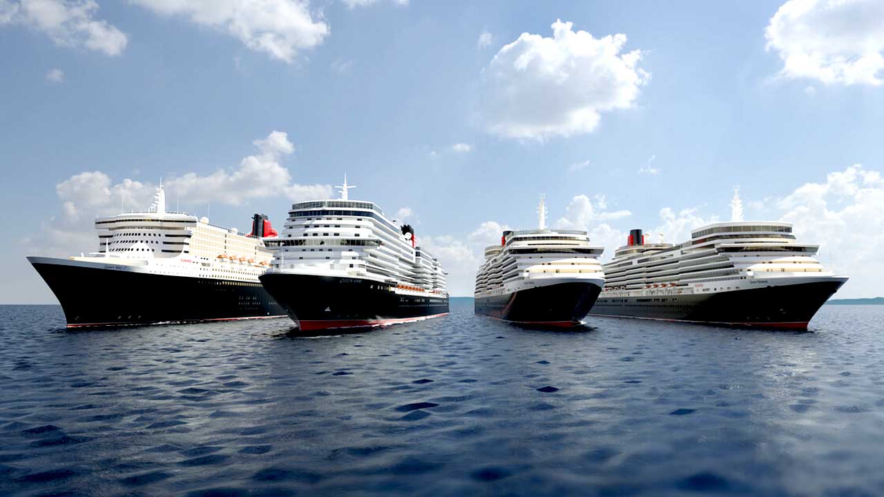 The Cunard fleet of four ships.