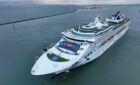 P&O sails with a sign from South Australia tourism.