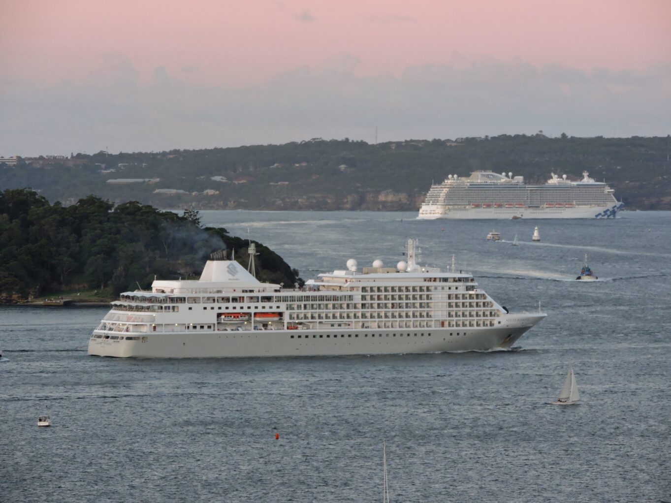 Silversea and Princess ships leaving Sydney Harbour cruise industry campaign