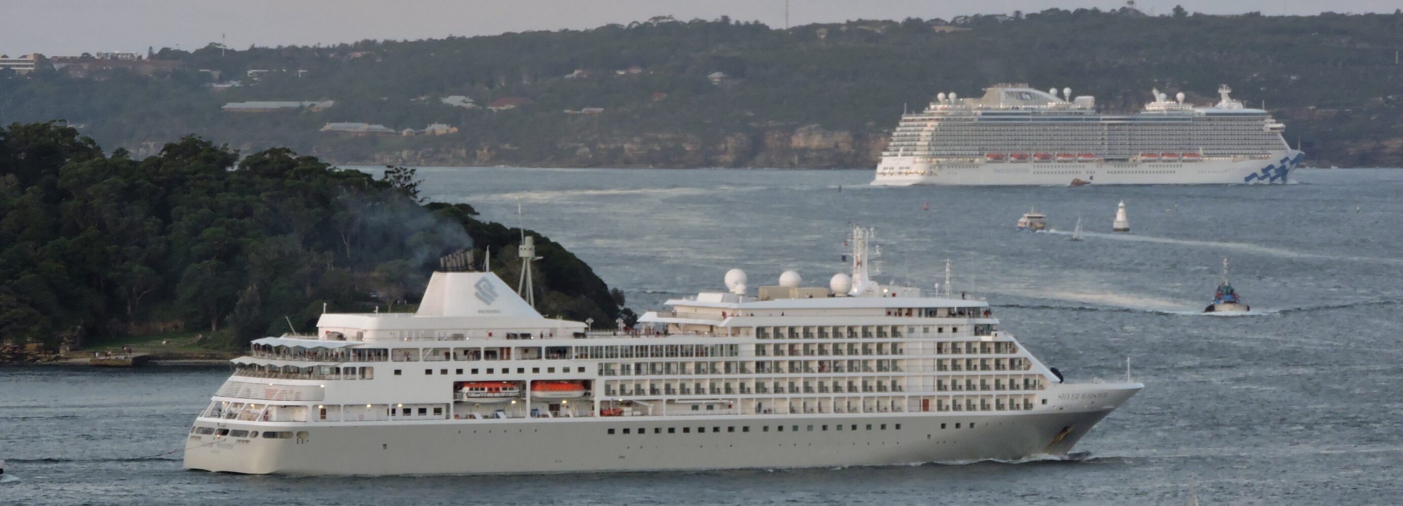 Silversea and Princess ships leaving Sydney Harbour cruise industry campaign