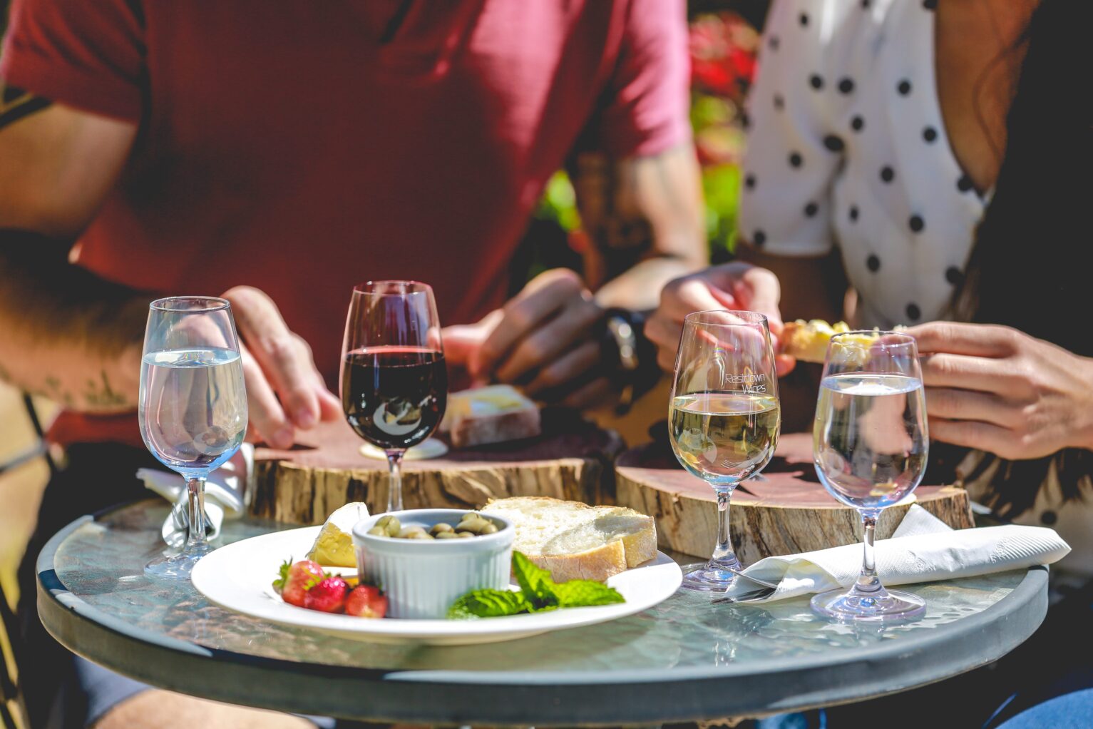 wine and food on a river cruise