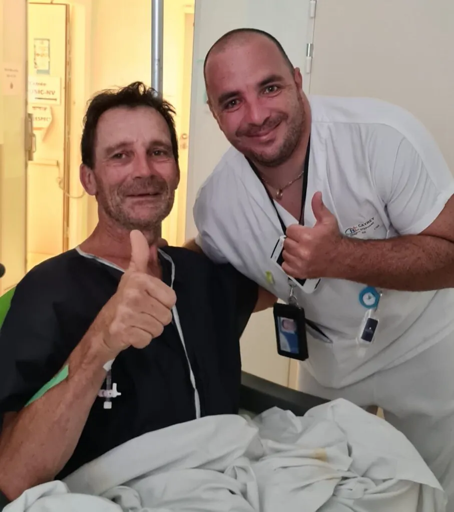 Aldo bravely battling through his treatment in Noumea.