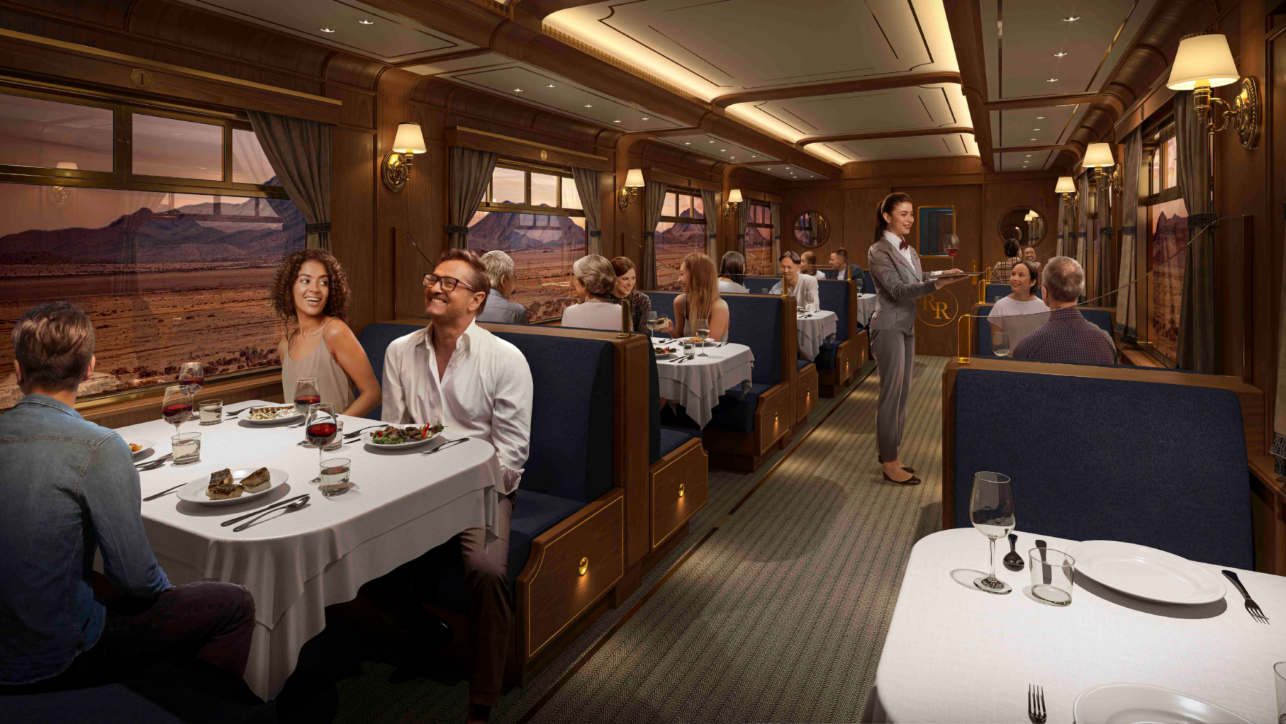 Dining  at the Royal Railway onboard Utopia of the Seas