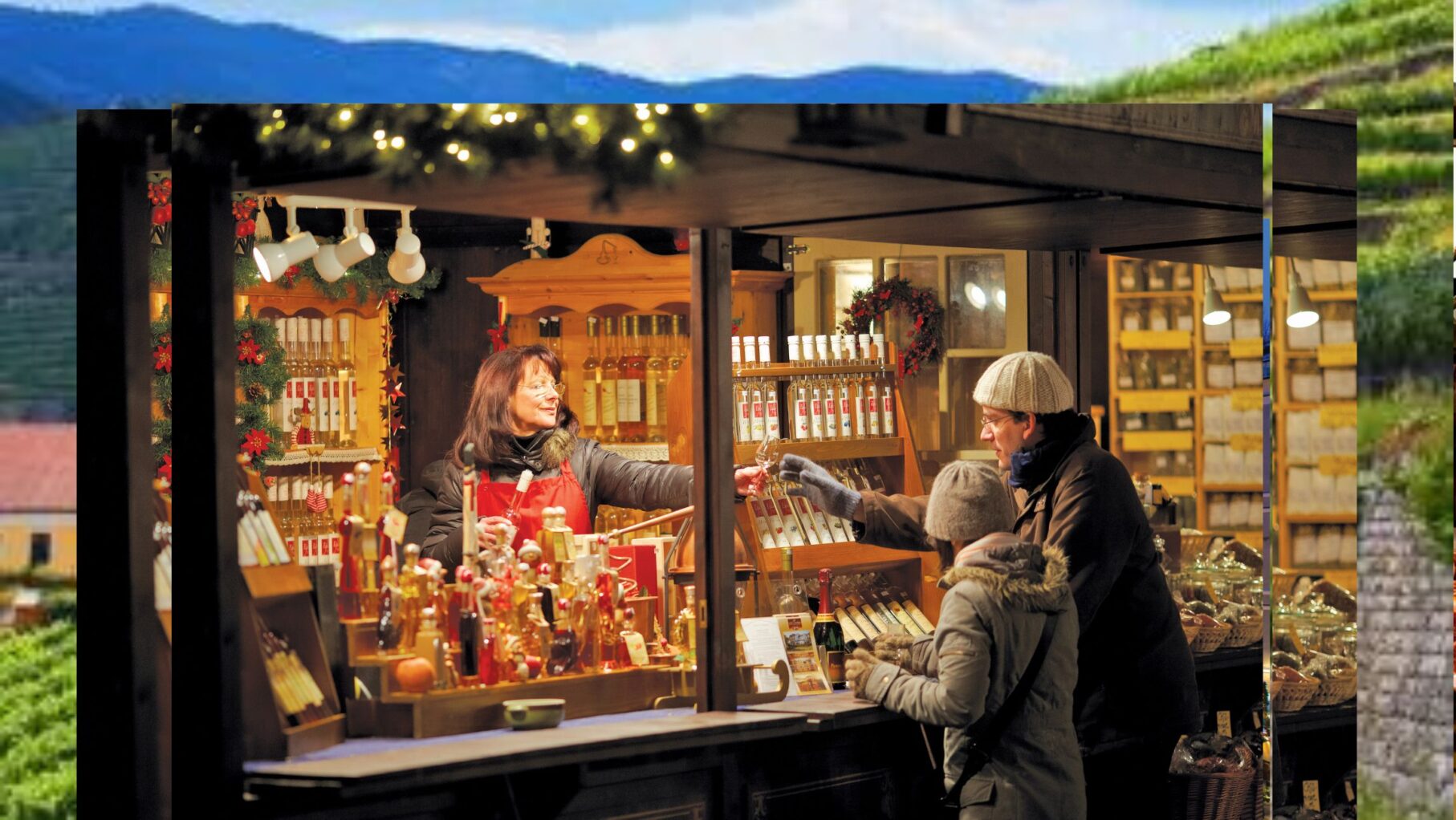 Admiring a Christmas Market shop in Europe