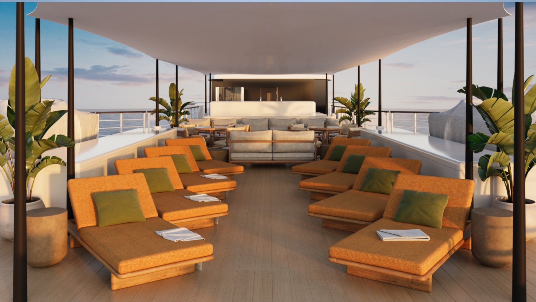 Sun  deck on Paspaley Pearl by Ponant
