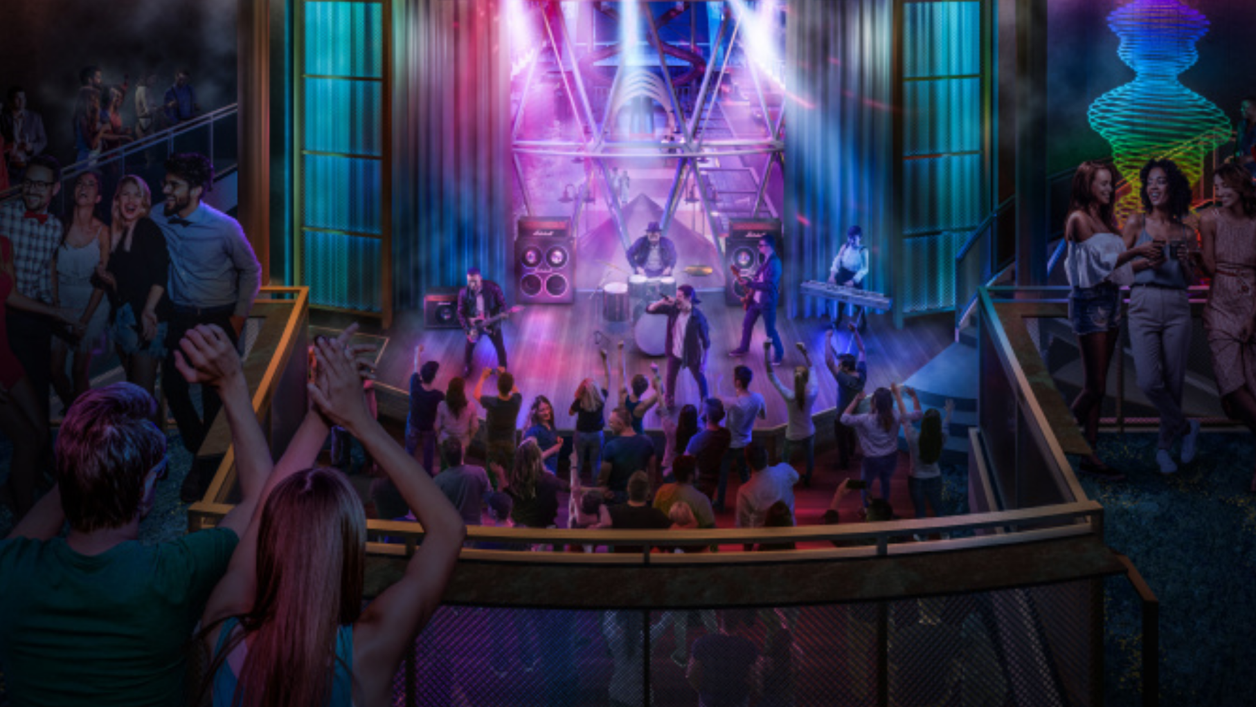 People enjoying a show on Utopia of the Seas. 