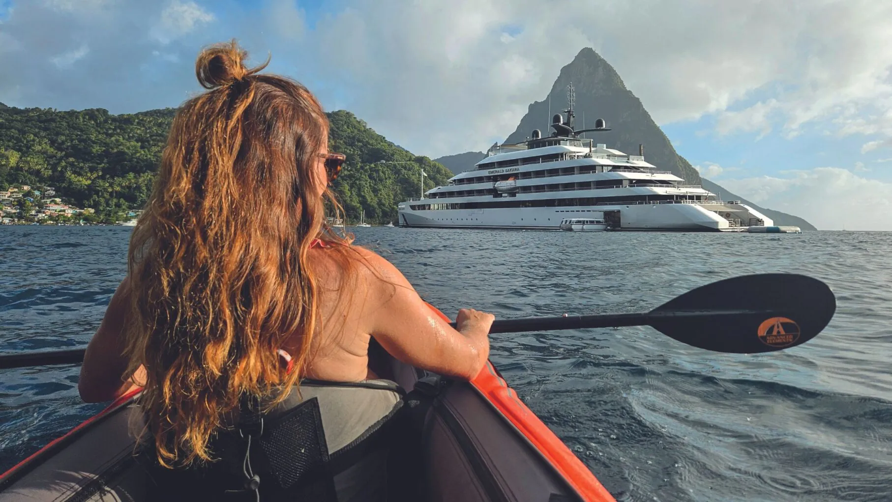 A kayaker with the Emerald Sakara in St Lucia