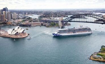 Cruising in Australia with Princess ship and Sydney Harbour Bridge