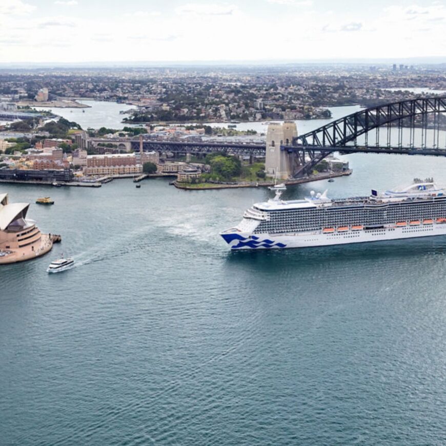 Cruising in Australia with Princess ship and Sydney Harbour Bridge