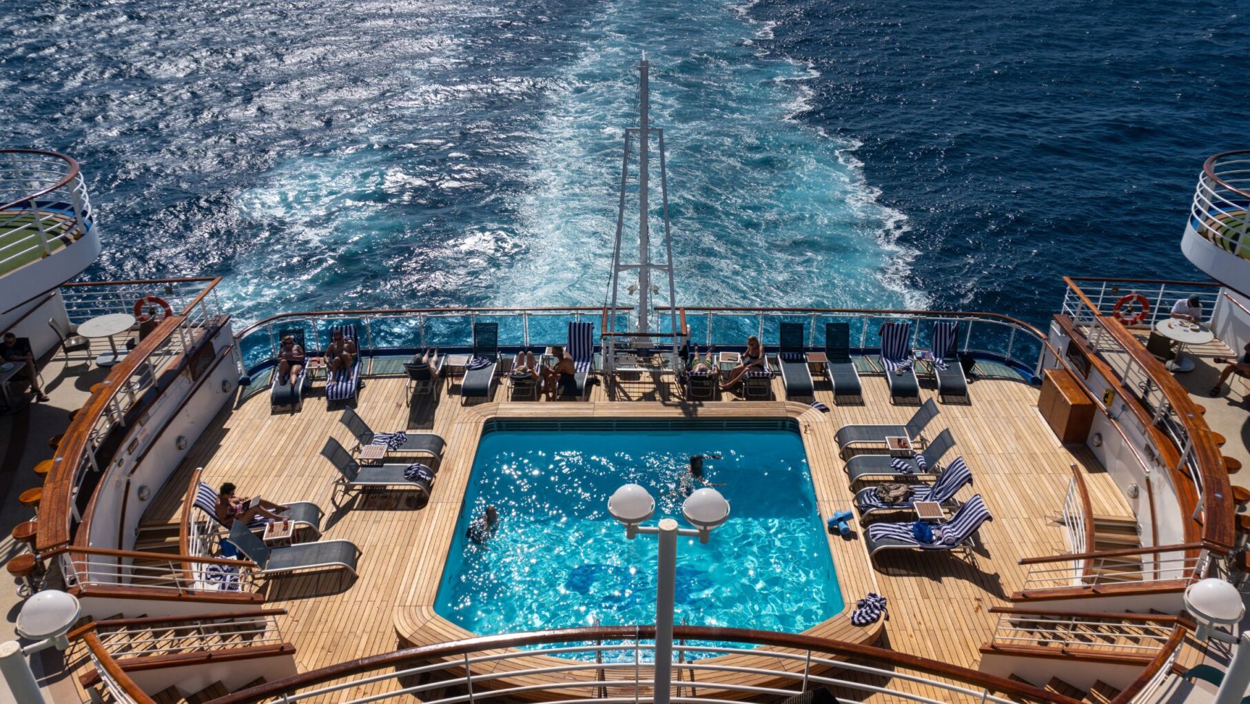 The Crown Princess deck in the sun.