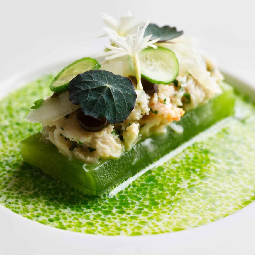 Matt Moran's crab with cucumber, buttermilk and caviar