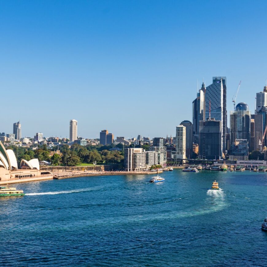 Sydney Harbour landscape with a cruise ship