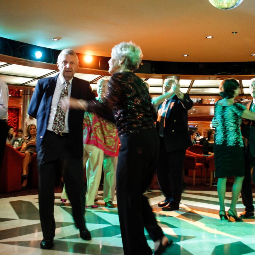 People dancing on a cruise ship.