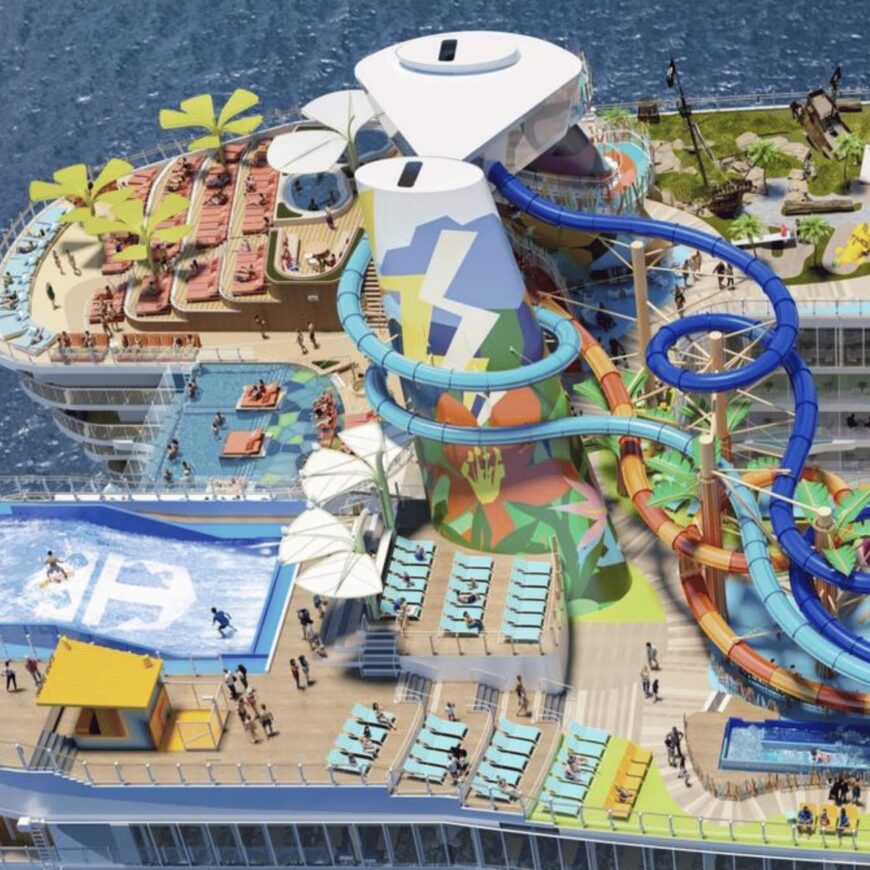 Royal Caribbean’s Icon of the Seas from a bird's eye view