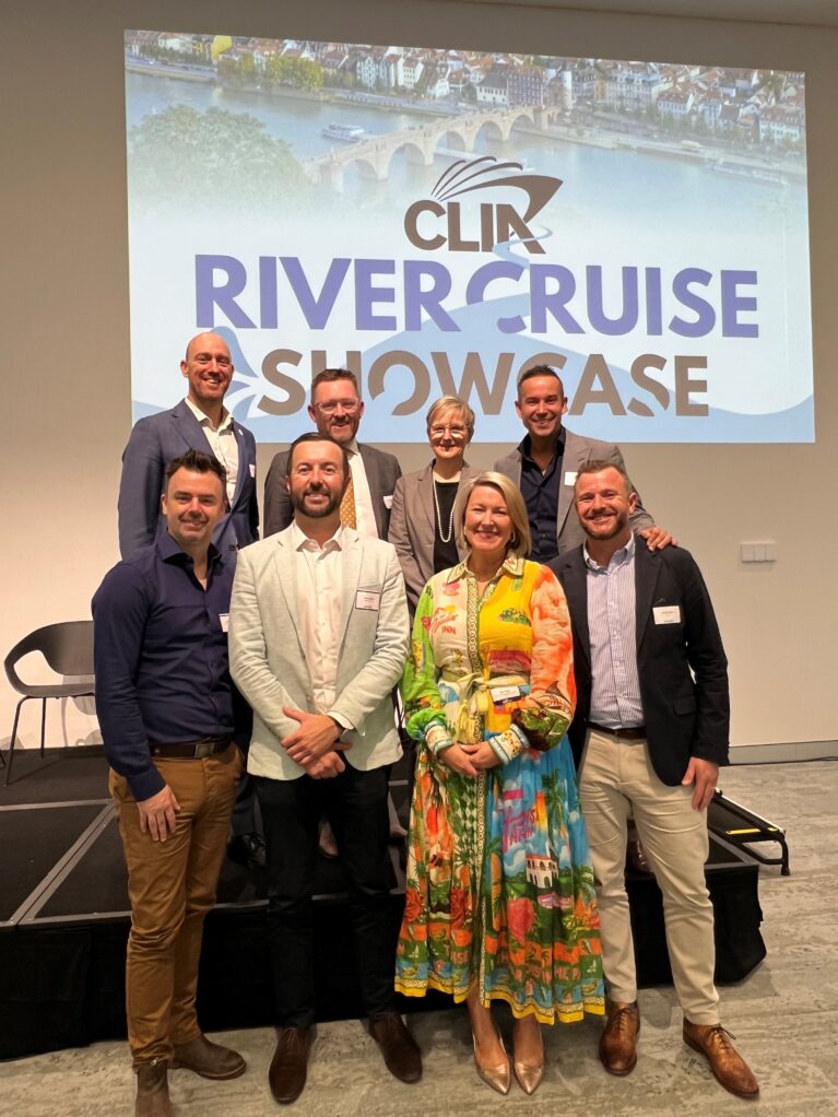 Back row: Steve Richards (AmaWaterways), Rob Kalemba (Scenic Group); Birgit Eisbrenner (A-ROSA River Cruises), Scott Ellis (APT Travel Group).

Front row: Steven Taylor (Riviera Travel River Cruises), Brett Simon (Avalon Waterways), Alice Ager (Uniworld Boutique River Cruises), David Clark (Tauck)