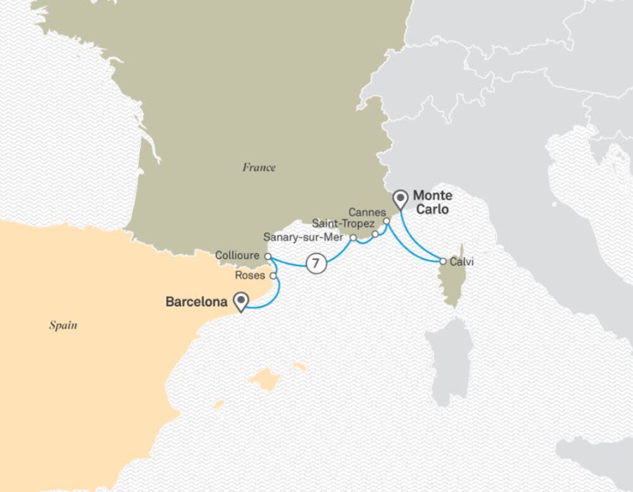Barcelona to Monte Carlo Map 2