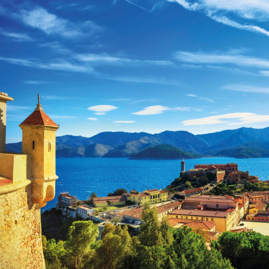 Elba island Portoferraio aerial view from fort
