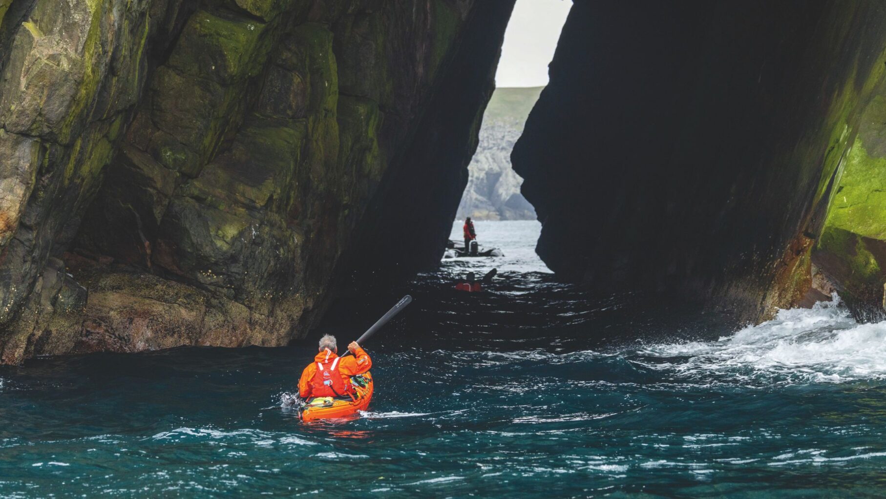 A zodiac expedition on the water